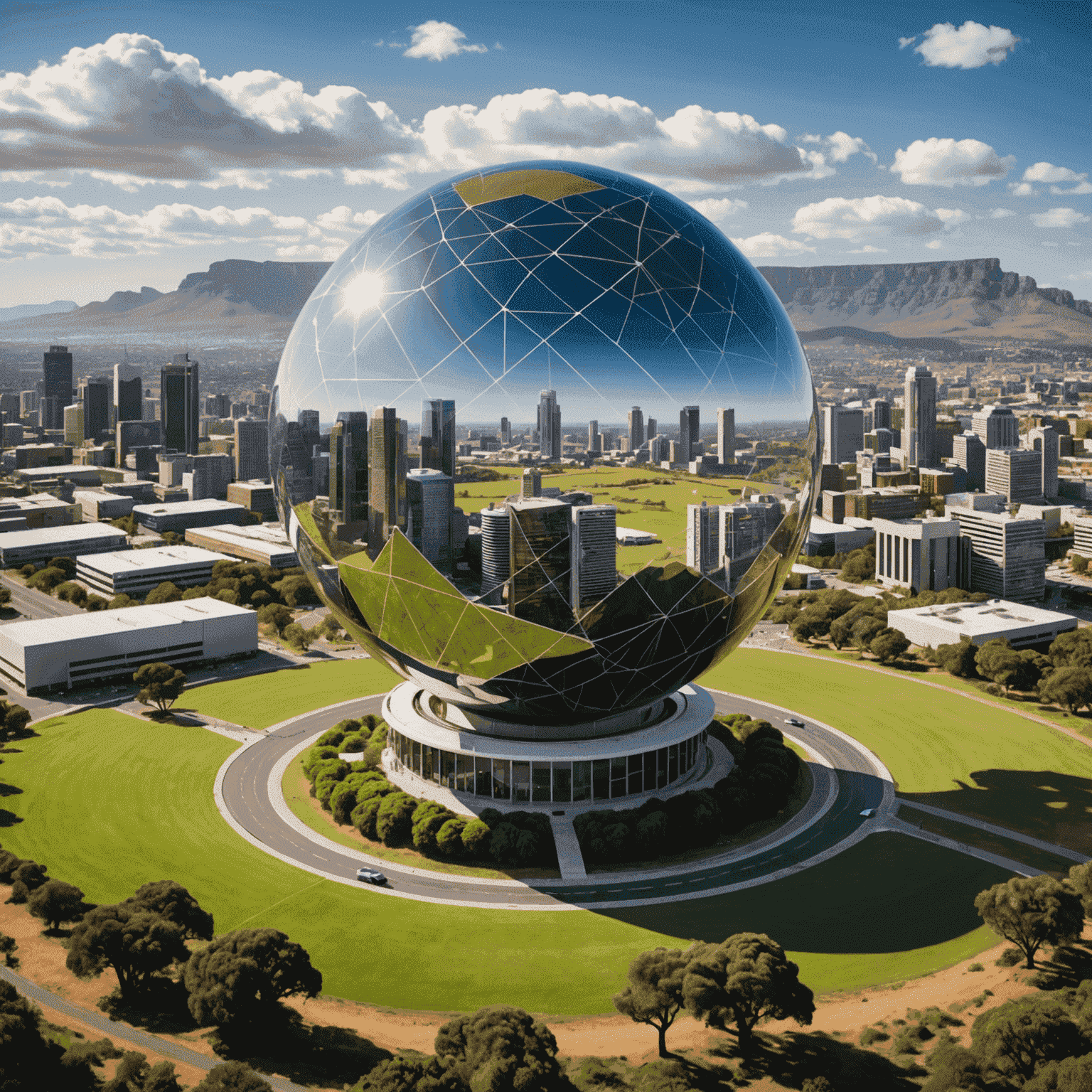 An image illustrating the future of business in South Africa, with a focus on emerging technologies, sustainable practices, and innovative business models